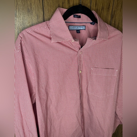 🇺🇸Tommy Hilfiger Ithaca Red & White regular fit button up dress shirt sz … - Picture 7 of 10